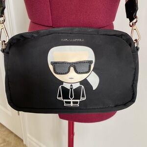 Karl Lagerfeld Black Crossbody Belt Bag with Iconic Design